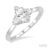 1/6 Ctw Marquise Shape Triangular Cut Diamond Semi-Mount Engagement Ring in 14K White Gold