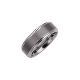 Tungsten 8 mm Stepped-Edge Inlay Comfort-Fit Band  Size 12.5