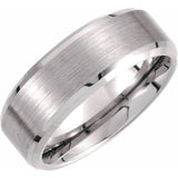 Tungsten 8 mm Beveled-Edge Band with Satin Center Size 10