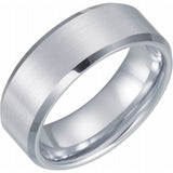 White Tungsten 8 mm Beveled-Edge Comfort-Fit Band Size 8