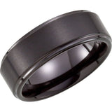Black PVD Tungsten 8 mm Stepped-Edge Comfort-Fit Band Size 12.5