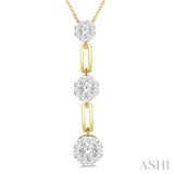 1/2 Ctw Lovebright Round Cut Diamond Paperclip Link Pendant With Chain in 14K Yellow and White Gold