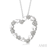 1/20 Ctw Puffed Heart Plain and Round Cut Diamond Fashion Pendant With Chain in Sterling Silver