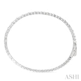 1/6 Ctw Puffed Heart Plain and Round Cut Diamond Bangle in Sterling Silver