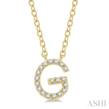 1/20 Ctw Initial 'G' Round Cut Diamond Pendant With Chain in 14K Yellow Gold