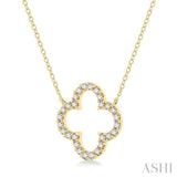 1/2 Ctw Clover Round Cut Diamond Pendant With Chain in 14K Yellow Gold