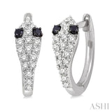 1/4 Ctw Serpent Head With Black Diamond Eyes Round Cut Diamond Huggie Petite Earrings in 14K White Gold