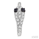 1/4 Ctw Serpent Head With Black Diamond Eyes Round Cut Diamond Huggie Petite Earrings in 14K White Gold