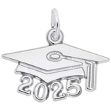 Silver GRAD CAP 2025 LARGE CHARM