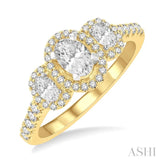 Oval Shape Past Present & Future Diamond Engagement Ring