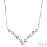 3/4 Ctw Round Cut Diamond Chevron Necklace in 14K White Gold