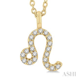 1/10 ctw Leo Round Cut Diamond Zodiac Pendant With Chain in 14K Yellow Gold