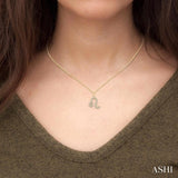1/10 ctw Leo Round Cut Diamond Zodiac Pendant With Chain in 14K Yellow Gold