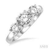 1 1/2 Ctw Round Cut Diamond Three-Stone Ring in 14K White Gold