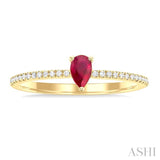 Pear Shape Gemstone & Petite Diamond Fashion Ring