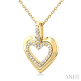 1/10 Ctw Petite Twin Heart Round Cut Diamond Fashion Pendant With Chain in 10K Yellow Gold