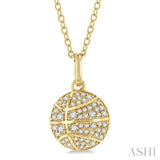 1/4 Ctw Petite Basketball Round Cut Diamond Fashion Pendant With Chain in 10K Yellow Gold
