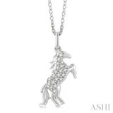 1/8 Ctw Petite Horse Round Cut Diamond Fashion Pendant With Chain in 10K White Gold