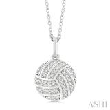 1/6 Ctw Petite Volleyball Round Cut Diamond Fashion Pendant With Chain in 10K White Gold