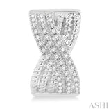 1/3 Ctw Petite Wide Criss Cross Rope and Round Cut Diamond Fashion Huggies in 14K White Gold