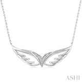 1/50 Ctw Angel Wing Round Cut Diamond Fashion Pendant With Chain in Sterling Silver