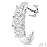 3/4 Ctw Lovebright Round Cut Diamond Earrings in 14K White Gold