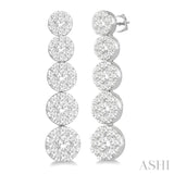 1 1/6 Ctw Lovebright Round Cut Diamond Earrings in 14K White Gold