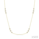 1 1/2 Ctw Three Stone Bezel Set Round Cut Diamond Station Necklace in 14K Yellow Gold