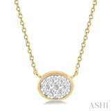 1/6 Ctw Oval Shape Lovebright Diamond Pendant With Chain in 14K Yellow and White Gold