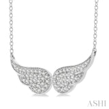 1/6 Ctw Petite Angel Wing Round Cut Diamond Fashion Pendant With Chain in 10K White Gold