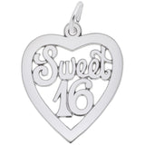 SILVER SWEET 16 OPEN HEART CHARM