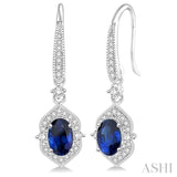 Oval Shape Halo Gemstone & Diamond Earrings