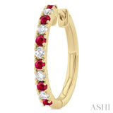 1.80 MM Round Shape Ruby and 1/4 Ctw Round Cut Diamond Precious Hoop Earring in 10K Yellow Gold