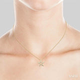 1/6 Ctw Petite Starfish Frame Round Cut Diamond Fashion Pendant With Chain in 10K Yellow Gold