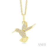 1/6 Ctw Petite Hummingbird Round Cut Diamond Fashion Pendant With Chain in 10K Yellow Gold