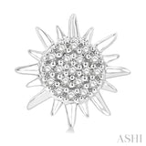 1/8 Ctw Petite Sun Round Cut Diamond Fashion Stud Earring in 10K White Gold