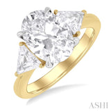 1 1/20 Ctw Oval Shape Trillion Cut & Round Cut Diamond Semi Mount Engagement Ring in 14K Yellow and White Gold