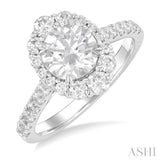 Round Shape Semi-Mount Halo Diamond Engagement Ring