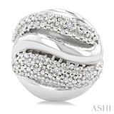 1/10 Ctw Bold Twisted Rib Round Cut Diamond Bold Fashion Stud Earring in Sterling Silver