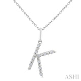 1/20 Ctw Initial 'K' Round Cut Diamond Fashion Pendant With Chain in Sterling Silver