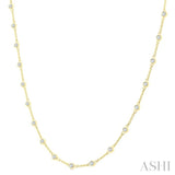 1 Ctw Bezel Set Round Cut Diamond Station Necklace in 14K Yellow Gold