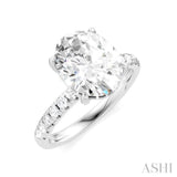 1/3 Ctw Oval Shape Round Cut Diamond Semi-Mount Engagement Ring in 14K White Gold