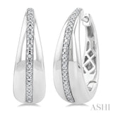 1/10 Ctw Bold Wide Round Cut Diamond Hoop Earring in Sterling Silver