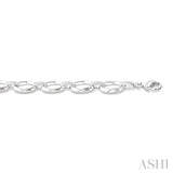 1/10 Ctw Oval Shape D-Link Round Cut Diamond Bracelet in Sterling Silver