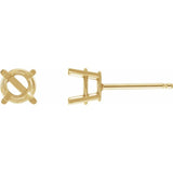 14K Yellow Gold 6 mm Natural Black Onyx Earrings