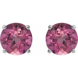 Platinum 6 mm Natural Pink Tourmaline Earrings