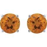 Platinum 7 mm Natural Citrine Earrings