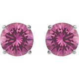 Platinum 7 mm Lab-Grown Pink Sapphire Earrings