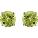Sterling Silver 8 mm Natural Peridot Earrings