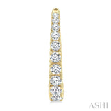 1 1/2 Ctw Graduated Round Cut Diamond Fashion Hoop Earrings in 14K Yellow Gold